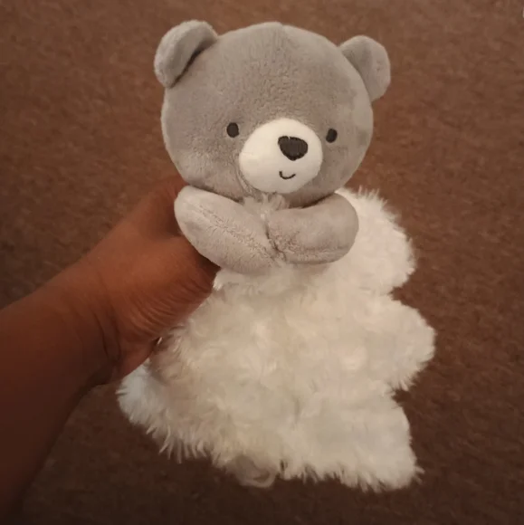 Carters Just One You Grey White Rosette Bear Clouds Lovey Baby Security Blanket - Picture 8 of 14